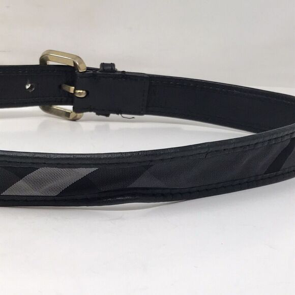 Burberry Womens Size 28/70 Black Smoked Check Nylon Leather Trim Belt Buckle main image 7